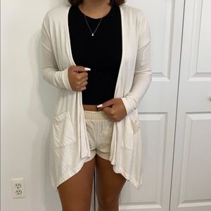 tan cardigan